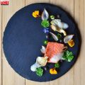 หินรองอเนกประสงค์ แผ่นหินวางอาหาร แผ่นหินเสิร์ฟอาหาร สีดำ Natural Slate Plate. 