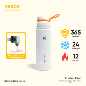 [p49 Name Engraving] Keepe Flask Premium Insulated Tumbler Hot and Cold Double-Wall Stainless Steel Water Bottle Hydration Drink with Free Silicone Boot