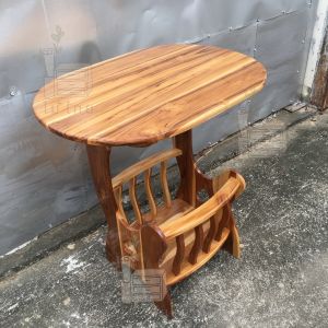 MAITHAI โต๊ะวางของไม้สัก ขนาด 50*70*70 ซม. โต๊ะวางในครัว โต๊ะอเนกประสงค์ไม้สัก โต๊ะกระเช้าใหญ่สีดาวงรี ไม้สัก