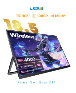【SG Warehouse CNY: Shipping as Usual】ZSCMALL Portable Monitor 18.5 Inch wireless&Battery Buildin 4000mAh lasts for 4 hours touchscrreen monitor 120 Hz 1080P 100% sRGB FHD HDR USB HDMI with VESA Ultra Slim Portable Laptop Game Monitor Computer Switch Phone