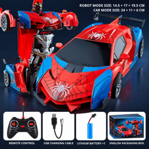 Remote Control Transforming Robot Car Rechargeable One Key Transformation Racing Vehicle Toy For Kids Boys Kereta Robot Berubah Kawalan Jauh Boleh Dicas Transformasi Satu Butang Mainan Lumba Kanak Kanak Lelaki 遥控变形机器人汽车充电式一键变形赛车电动遥控玩具车儿童男孩礼物 A599