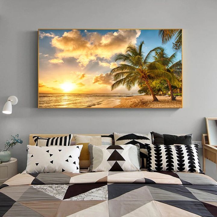 Seaside Scenery Canvas Painting Nature Landscape Wall Art Pictures For  Living Room Big Size Beauty Poster Bedroom Home Decor 1PCS Wooden Inner  Framed or Frameless (or Black Aluminum Alloy Framed)