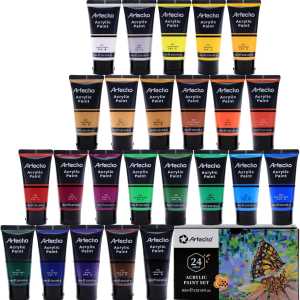 Acrylic Paint Set 24 Colors 60ml Art Wood Fabric Crafts Canvas Leather Stone Ceramic Paper Fast Dry Glossy Finish