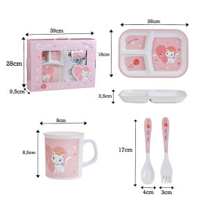 Peralatan Makan Anak Set 4-Piece/Gift Box/Hampers/Piring Bayi Baby/BPA Free/Karakter Lucu/Anti Pecah