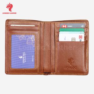 Ví đứng nam da bò màu xanh navy - Bảo hành 5 năm - Thương hiệu Longdo Leather - BD06