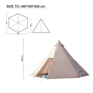 Lều Glamping Lều Kim Tự Tháp BSWOLF-ZL057 Lều Cắm Trại Dã Ngoại Cho 6-8 Người Chống Thấm PU3000mm Chống Nắng UPF30+