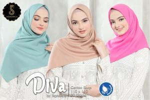 EXITOS - JILBAB SEGI EMPAT VOAL WATERPROOF / HIJAB ANTI AIR BY DIVA LASERCUT SIGNARICA SCARF BAHAN COTTON SLURP MURAH / KERUDUNG SEGI EMPAT POLOS UKURAN 110x110cm