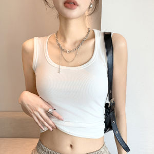 Women Bottoming Vest Summer Thin Bottoming Shirt Square Neck Rib Slim Sleeveless Shirt Cover Trapezius Muscles