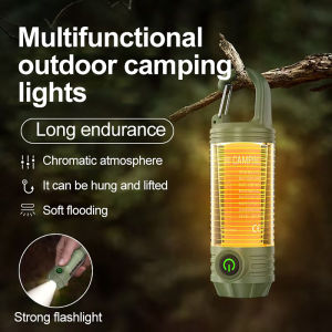 Multifunctional camping flashlight Rechargeable Handheld Night Light Waterproof Travel Light Outdoor Lantern camping light led torchlight portable light Riding Light super bright touch light 3 colors light red yellow light mini flashlights heavy duty