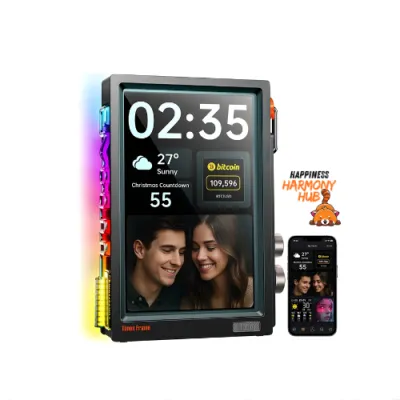 Divoom Digital Picture Frame with LED Light - Elegant Wall Art & Time Display