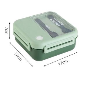Kotak Makan Bento Transparant Lunch Box  Free Sendok Garpu 1000 ml 2 Grid 6006