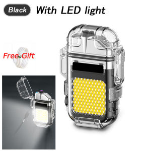 Flashlight Lighter COB Imported Wick Portable Type-c Charging Waterproof Windproof Smoking Transparent Shell Lighter