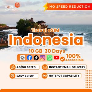 Indonesia eSIM | 5-20GB High Speed | 30 Days Data Plan | Raize Connect
