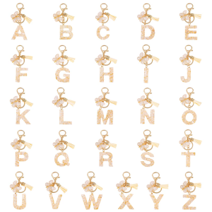 Fashionable Butterfly Alphabets Keychain Lightweight Resin Metal Construction Tassels Embellishment Secure Key Holder