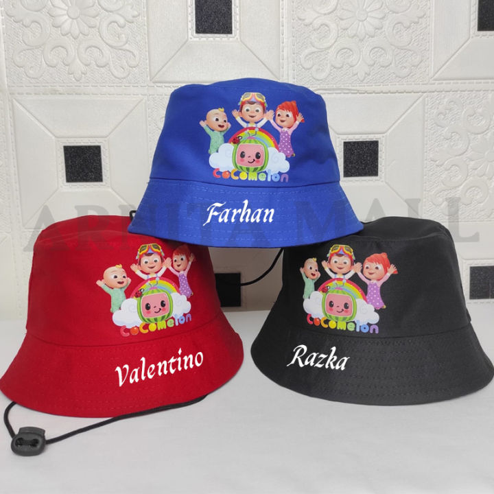 Topi bucket anak cocomelon Topi anak motif cocomelon bisa tambah