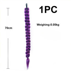Braided Ponytail Wig Purple Colored K-pop Demon Hunters Huntrix Simulated Hair Kids Party Ekor Kuda