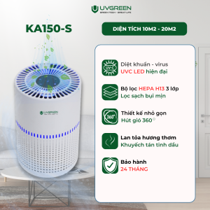 Máy Lọc Không Khí Diệt Khuẩn UVGREEN KA150 15m2 - Công Nghệ UVC LED hiện đại Lõi Lọc HEPA H13 Lọc Sạch 9997% Bụi Mịn Mùi Khói Lông Thú Cưng Bảo Hành 24 Tháng