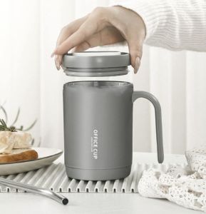 JIATA Gelas Mug Plastic Drinking Cup with Lid 500ml with Straw - J-304 - Gray