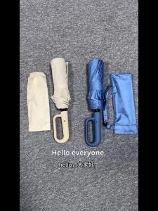 【SG Stock】Automatic Open Close Umbrella with Hook Handle UPF50+ Windproof Black Coating