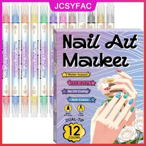 JCSYFAC 12 24 màu móng tay nghệ thuật bút 0.5mm sơn móng tay bút vẽ vẽ điểm lót sơn bút Kit