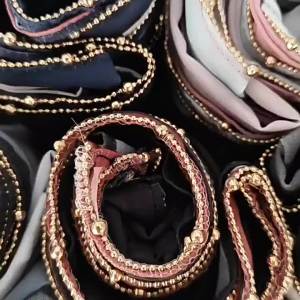 Fashion Single Side L Hot-selling Gradient Chiffon Breathable Scarf Malay Indonesian Trendy Chain Long Scarf Headscarf for Women