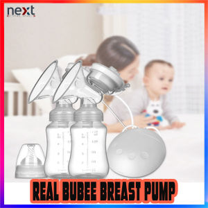 REAL BUBEE Both Sides PP Electric Massage Breast Pump with 2 Baby Milk Bottles