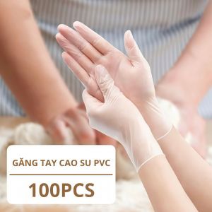 Găng Tay Trong Suốt PVC Không Bột Dùng Một Lần – Hộp 100 Chiếc Size S M L  – Gia Dụng Làm Bếp Spa