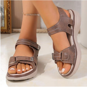 2025 New Summer WomenS Shoes Large Size Thick-Soled Casual Sandals With Velcro Strap WomenS Shoes