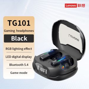 LenovoEarbudsTG101GamingBluetoothEarphonesTWSHDStereoSoundLongBatteryLifeLowLatencyWithMicWithRGBLights