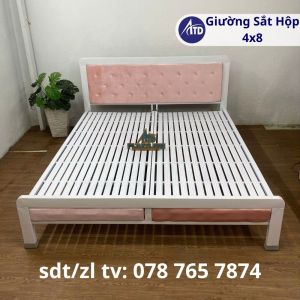 Giường sắt hộp 5x10 lắp ráp nhanh – khung dày – sơn tĩnh điện hàng bền đẹp – kích thước ngang 1m4 1m6 1m8 Dài 2m