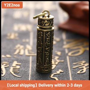 【Local shipping】 Brass Cylinder Pendant Keychain Hanging Jewelry Pill Box Medicine Container