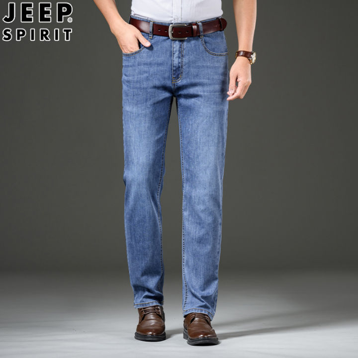 JEEP SPIRIT Men's Jeans Oversized Cotton Thin Stretch Jeans