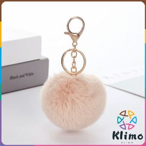 KLIMO Simple Versatile Plush Keychain Pendant Female Style Imitation Rex Rabbit Fur Ball Schoolbag Student Cute Keycha