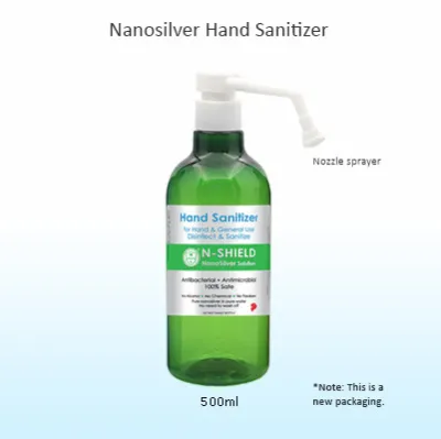 NANOSILVER HAND SANITIZER - 100% Natural and Safe to Children. 99.99% Effective Antibacterial / Antimicrobial (500ml)