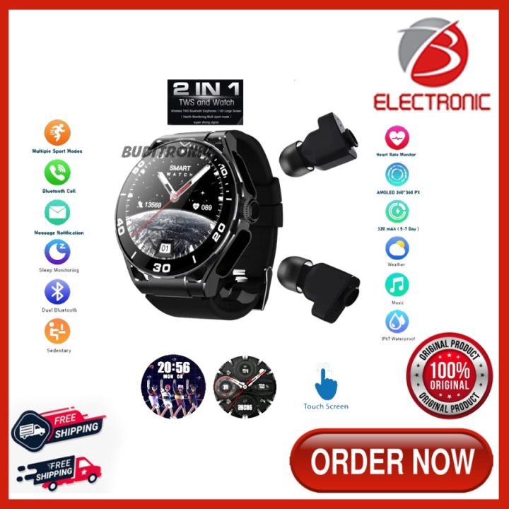 Smartwatch Touchscreen Waterproof Plus Headset Tws Jam Pintar