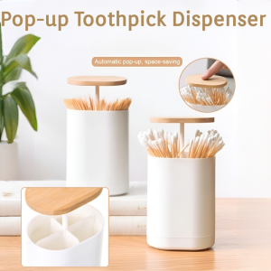 Pop-up Automatic Toothpick Dispenser Cotton Portable Plastic Bud Swabs Storage Box