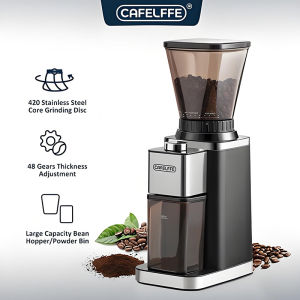 เครื่องบดกาแฟไฟฟ้า Cafelffe เครื่องบดถั่วกาแฟสแตนเลสแท้เครื่องบดผงไฟฟ้า - ความหยาบ 48 ระดับปรับได้