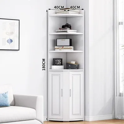 Corner Bookshelf Storage Cabinet With Drawer Wooden Bookcase Living Room Bedroom Rak Buku Sudut