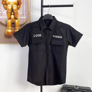 Áo sơ mi nam tay ngắn vải lụa mềm mịn thoáng mát phối hoạ tiết chữ trẻ trung cá tính-MILIN SHOP