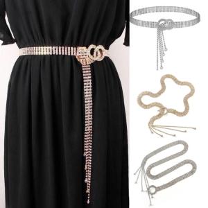 Blingbling Waist Belt Aesthetic Rhinestones Photo Props Waist Belt for Jeans Dress Belt Body