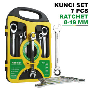 Kunci Ring Set 7 Pcs Kunci Ring Pas Rachet Set 8-19MM Wrench Rachet - 6719