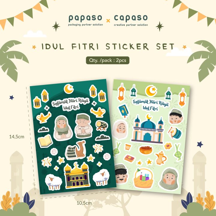 Sticker Lebaran Set/Sticker Idul Fitri/Sticker Hiasan Box Kue | Lazada ...