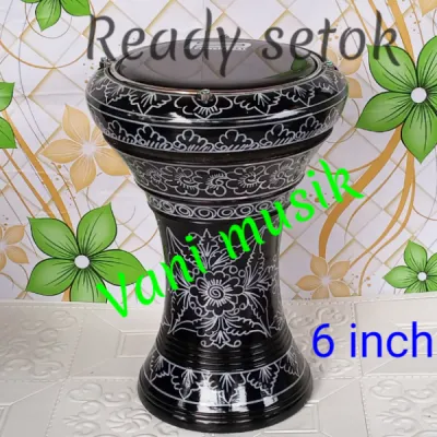 darbuka atau tumbuk batu 6 in dan 8 in motip hitam