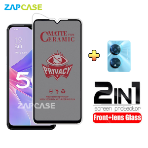 PAKET 2in1 Anti Gores Layar Privacy Oppo A97 5G Free Tempered Glass Camera Lens