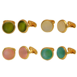 1Pair Exquisite Versatile Round Colorful Crystal Cufflinks Fashion High End Banquet Suit Accessories Christmas Cuff Links Gifts