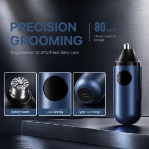 KEND USB Rechargeable Nose Hair Trimmer Digital Screen Compact Portable Electric Nose Hair Trimmer Nasal Care Pain-Free Trimming Nasal Care Trimmer Home Use