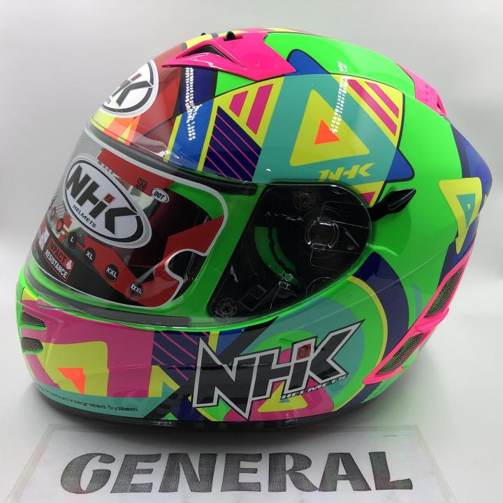 Helm NHK Terminator Motif Pigment Green Fluorecent Hijau Flo