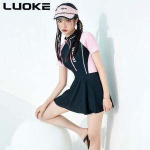 Luoke swimsuit students cute one-piece skirt girl show thin cover belly conservative swimwear