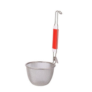 Vợt Nhúng Inox Dùng Gia Đình Tay Cầm Cán ĐỎ Chống Nóng Dùng Xóc Bún Phở Nhúng Lẩu Chao Thức Ăn