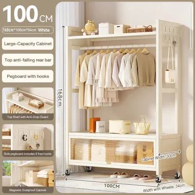 Space-Saving Wardrobe Cabinet Stainless Steel Clothes Rack Minimalist Wardrobe for Bedroom Dustproof
